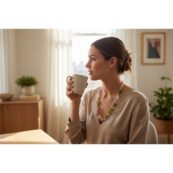 South‎ Sun Sterling Silver Freshwater Pearl Gemstone Necklace - Picture 4 of 5